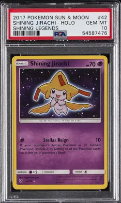 2017 POKEMON SUN & MOON SHINING LEGENDS #42 SHINING JIRACHI-HOLO PSA 10 - Image 1