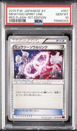 2015 POKEMON JPN XY RED FLASH 1ST ED #057 MEWTWO SPIRIT LINK PSA 10 - Image 1