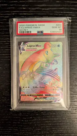 Pokemon Lapras VMAX 203/202 Sword & Shield Secret Rare Holo PSA 10 2020 - Image 1