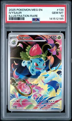 2025 Pokemon Mega Evolution Ivysaur Illustration Rare PSA 10 Gem Mint - Image 1