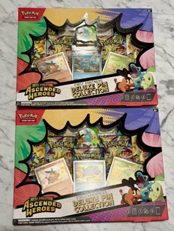 Pokemon TCG Ascended Heroes First Partners Deluxe Pin Collection New & Sealed 2x - Image 1