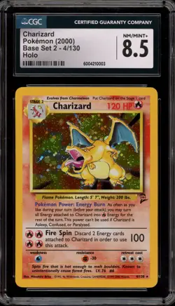 Pokemon Charizard Base Set 2 Holo Rare #4 CGC 8.5 - Image 1