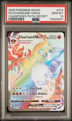 Pokemon Champions Path Charizard Vmax Secret Rare Rainbow Holo 074/073 PSA 10 - Image 1