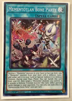 1x Mementotlan Bone Party 1st Edition Secret Rare RA04-EN099 Yu-Gi-Oh! - Image 1
