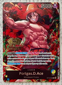 Portgas D Ace ST13-002 2nd Anniversary Alt Art Leader One Piece English - Image 1