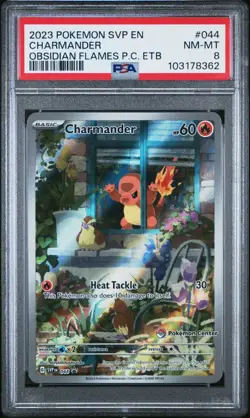 2023 POKEMON OBSIDIAN FLAMES POKEMON CENTER ETB PROMO SVP #044 CHARMANDER PSA 8 - Image 3