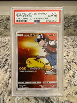 2018 JPN Pokemon Red's Pikachu Pokemon Center 20th Avn Campaign Promo 270 PSA 10 - Image 3