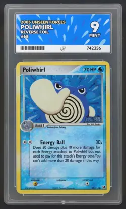 ⭐Harsh Grade⭐2005 POKEMON EX UNSEEN FORCES #68 POLIWHIRL-REVERSE FOIL Ace 9 - Image 1