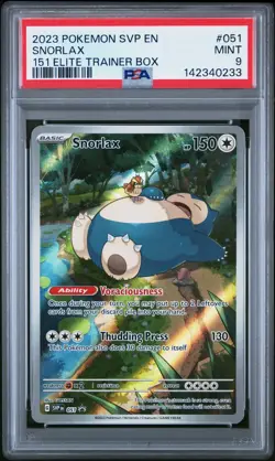 PSA 9 2023 POKEMON SVP EN-SV BLACK STAR PROMO #051 SNORLAX 151 ELITE TRAINER BOX - Image 1