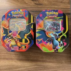Pokemon TCG Mega Charizard X & Y EX MEP 029 030 Black Star Promo NM/M + Tins! - Image 1