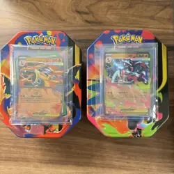 Pokemon TCG Mega Charizard X & Y EX MEP 029 030 Black Star Promo NM/M + Tins! - Image 2