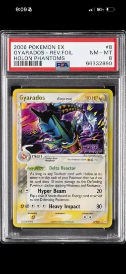 2006 POKEMON EX HOLON PHANTOMS #8 GYARADOS-REVERSE FOIL PSA 8 - Image 1