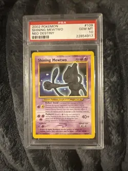 2002 Pokemon Neo Destiny Shining Mewtwo Holo Card #109/105 PSA 10 Mint - Image 1