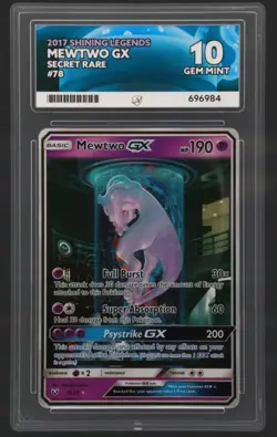 Pokemon Mewtwo GX TCG Shining Legends Holo Card 78/73 Ace 10 - Image 1