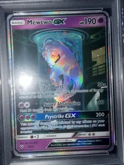 Pokemon Mewtwo GX TCG Shining Legends Holo Card 78/73 PSA7 - Image 2