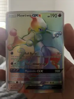 Pokemon Mewtwo GX TCG 76/73 Shining Legends Rainbow Secret Rare Card - Image 1