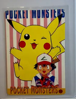 PIKACHU ASH Pokemon Prism Foil Sticker 1999 Holo Japanese Anime Vintage Rare NM - Image 3