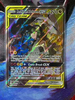 Reshiram & Zekrom GX 222/236 Cosmic Eclipse Tag Team Pokemon TCG Minty - Image 1
