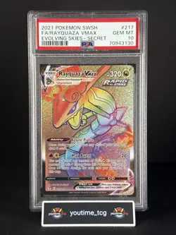 2021 Pokemon Sword & Shield Evolving Skies Fa Secret Rayquaza Vmax #217 PSA 10 - Image 1