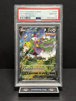 2021 Pokemon Sword & Shield Chilling Reign Fa Tornadus V #185 PSA 10 - Image 1