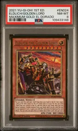 Eldlich The Golden Lord *PSA 8* MGED-EN024 *Gold Rare* 2021 * Yugioh - Image 1
