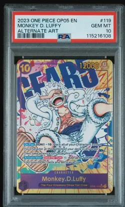 2023 ONE PIECE OP05 119 MONKEY D LUFFY GEAR 5 NIKA SEC ALT ART ENGLISH PSA 10 - Image 1