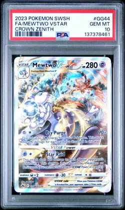 2023 POKEMON SWORD & SHIELD CROWN ZENITH #GG44 FULL ART/MEWTWO VSTAR PSA 10 - Image 1