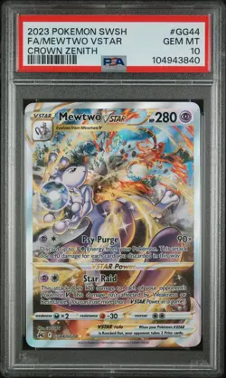 2023 POKEMON SWORD & SHIELD CROWN ZENITH #GG44 FULL ART/MEWTWO VSTAR PSA 10 - Image 1