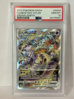 2023 POKEMON SWORD & SHIELD CROWN ZENITH #GG44 FULL ART/MEWTWO VSTAR PSA 10 - Image 1