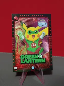 Green Lantern (Pikachu) #E35 - Red Holo - Heros & Villains Flash Edition Pokemon - Image 1