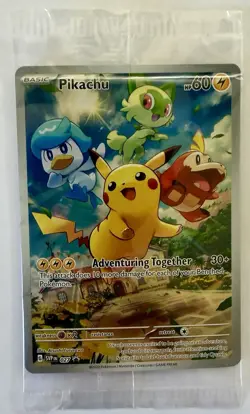 SEALED Pokemon Pikachu SVP 027 Scarlet & Violet Full Art Holo Black Star Promo - Image 1