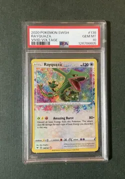 2020 Pokemon SWSH Vivid Voltage #138 Rayquaza Amazing Rare PSA 10 Gem Mint - Image 1