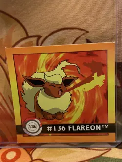 Vintage 1999 Series 1 Collectible Artbox Pokemon Sticker #136 Flareon RARE - Image 1