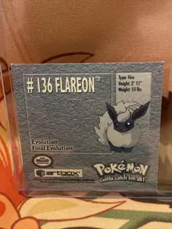 Vintage 1999 Series 1 Collectible Artbox Pokemon Sticker #136 Flareon RARE - Image 2