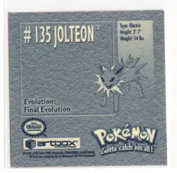 1999 Pokemon Artbox Sticker Jolteon 135 - Image 2
