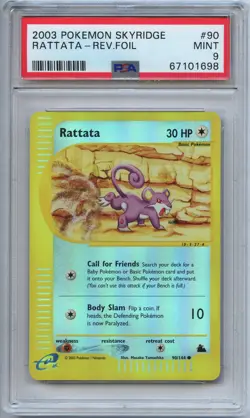 Pokemon PSA 9 Mint Rattata Reverse Holo 90/144 Skyridge - Image 1