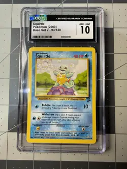 2000 Pokemon Base Set 2 Squirtle 93/130 CGC Gem Mint 10 Vintage WOTC - Image 1