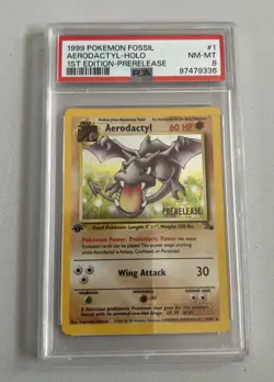 Aerodactyl 1st Edition RARE Prerelease POKEMON Card PSA 8 NM-MT FOSSIL Holo 1/62 - Image 1