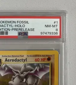 Aerodactyl 1st Edition RARE Prerelease POKEMON Card PSA 8 NM-MT FOSSIL Holo 1/62 - Image 2