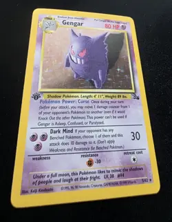 Pokemon Gengar 1st Edition Holo Fossil 5/62 Holo Rare 1999 Card - Image 1