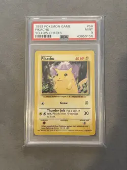 UK 4th Print 1999-2000 Pokemon Pikachu Base Set 58/102 Unlimited Common PSA 9 - Image 1