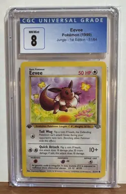 CGC 8 Eevee Jungle 1st Edition Common 1999 Pokemon WOTC - Image 1