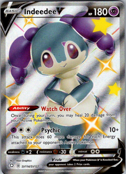 Indeedee V SV114/SV122 Shining Fates: Shiny Vault Full Art Holo Pokemon TCG NM - Image 1