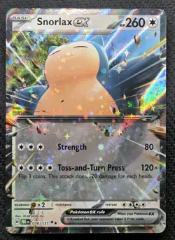 Snorlax EX 076/131 Double Holo Rare Prismatic Pokemon TCG NM Pack Fresh! - Image 1