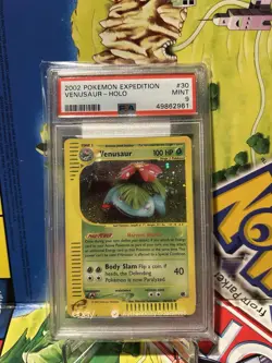 2002 POKEMON EXPEDITION #30 VENUSAUR-HOLO PSA 9 SWIRL - Image 1