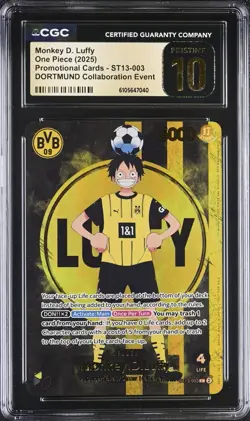One Piece Monkey D. Luffy Promo ST13-003 TCG x Dortmund Event CGC PRISTINE 10 - Image 1