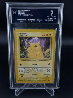Pikachu 58/102 Base Set Unlimited Regular Common Pokemon 1999 ARK 7 Graded Card - Image 1