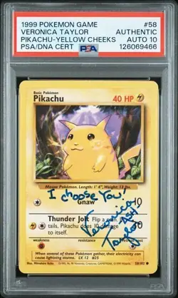 1999 Pokemon Game Pikachu #58 Veronica Taylor Signed Card PSA/DNA 10 Autograph - Image 3