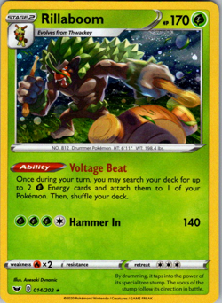 Rillaboom 014/202 Sword & Shield Base Set Holo Rare Pokemon TCG NM - Image 1