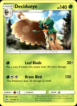 Decidueye 11/149 Rare - Pokemon SM Base Set 2017 LP - MP - Image 1